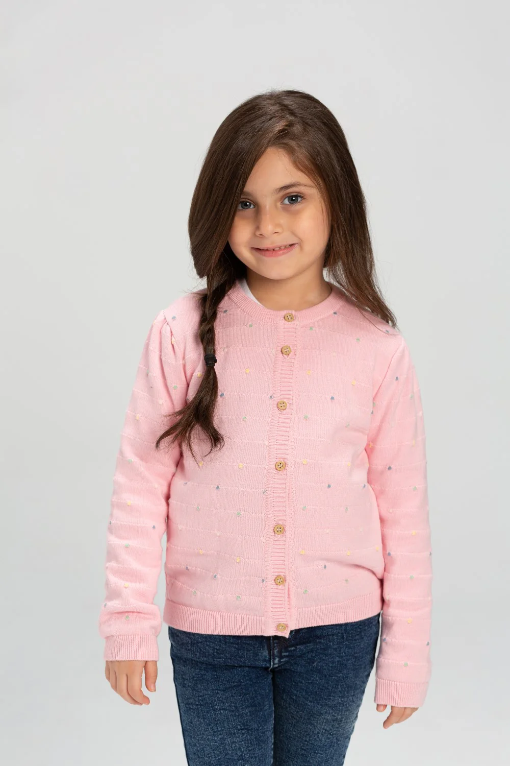 Girl's Rounded Neck Front Printed Unique Design Soft Wool Pullover - Image 6