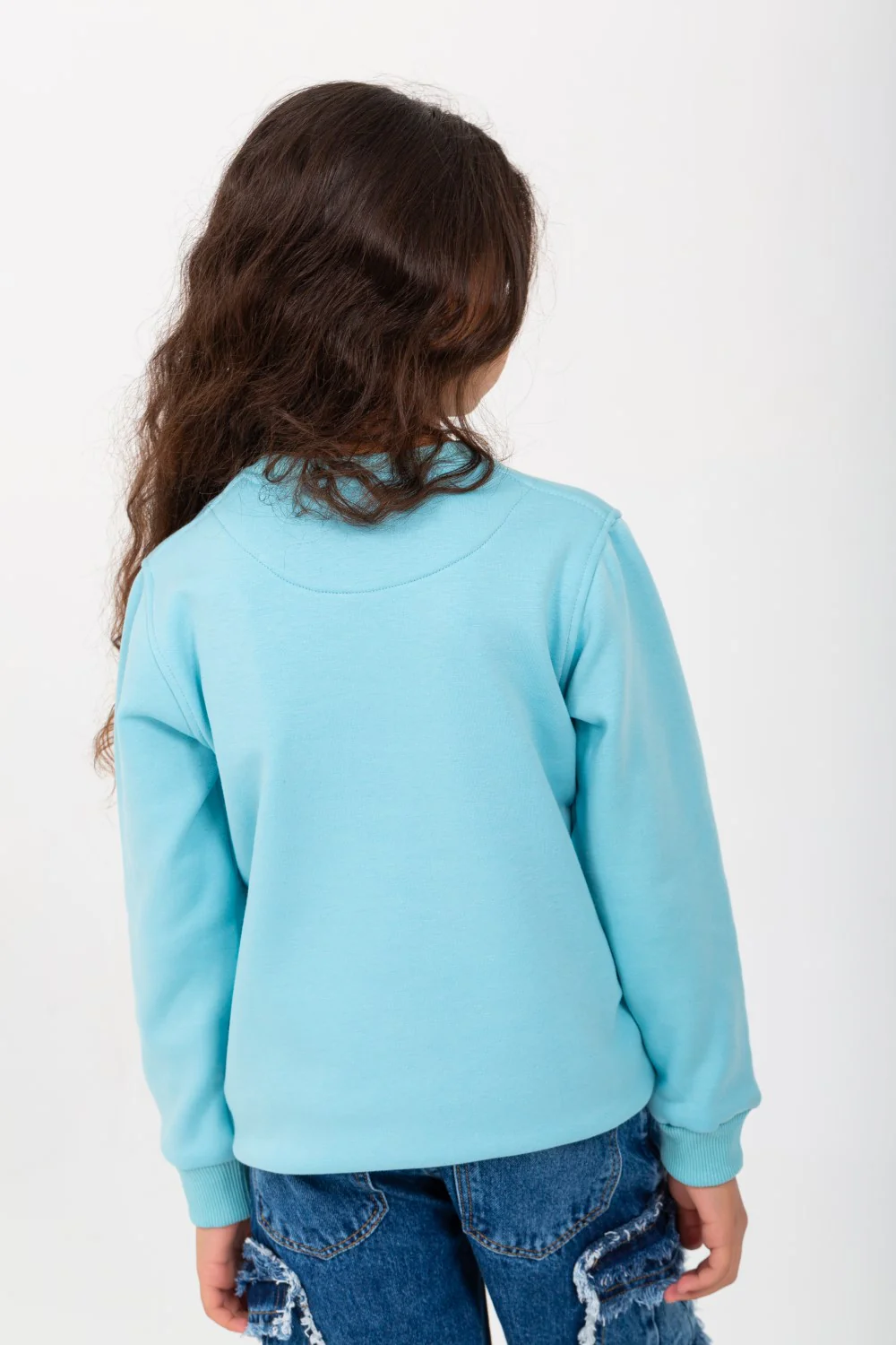 Girl's Rounded Neck Padded With Unqiue Modern Front Pattern Sweatshirt - Image 2