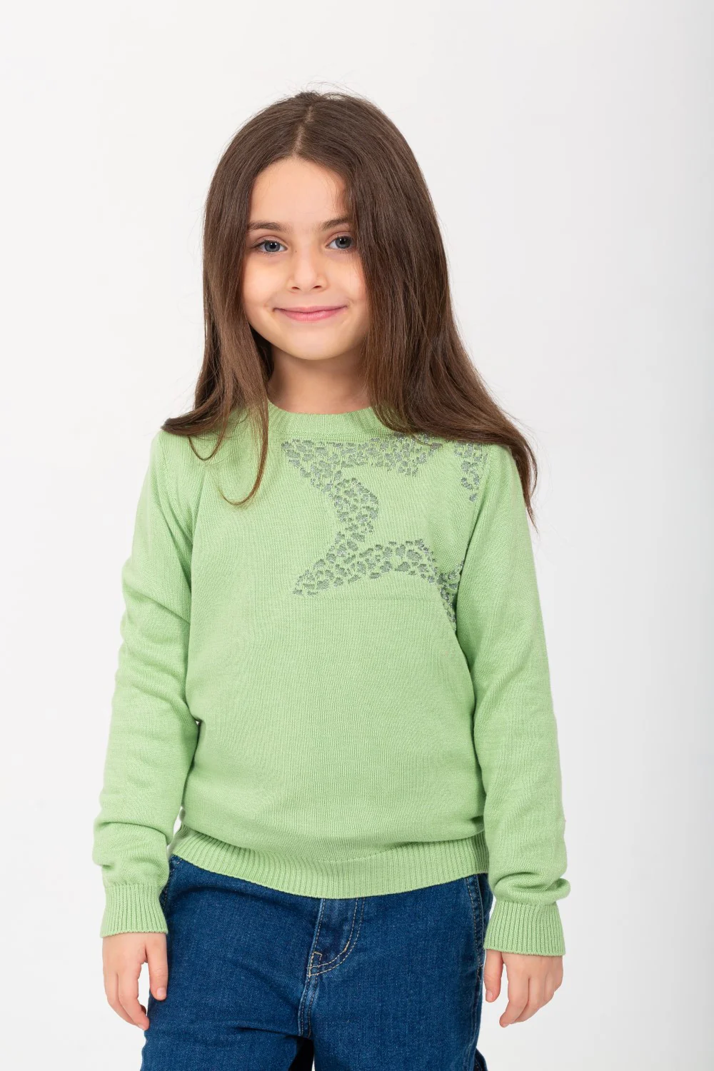 Girl's Rounded Neck Padded With Unqiue Modern Pattern Pullover - Image 6