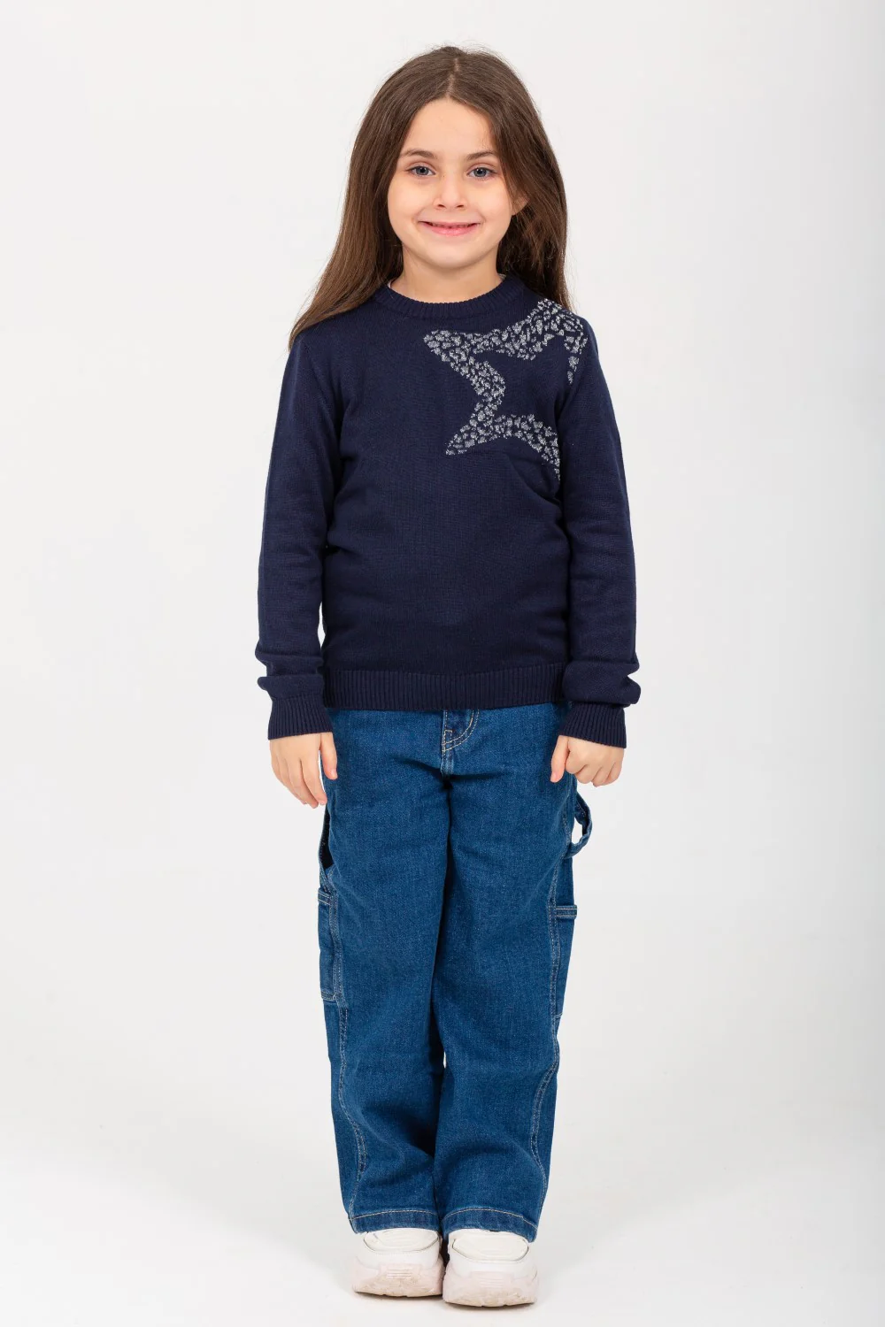 Girl's Rounded Neck Padded With Unqiue Modern Pattern Pullover - Image 7