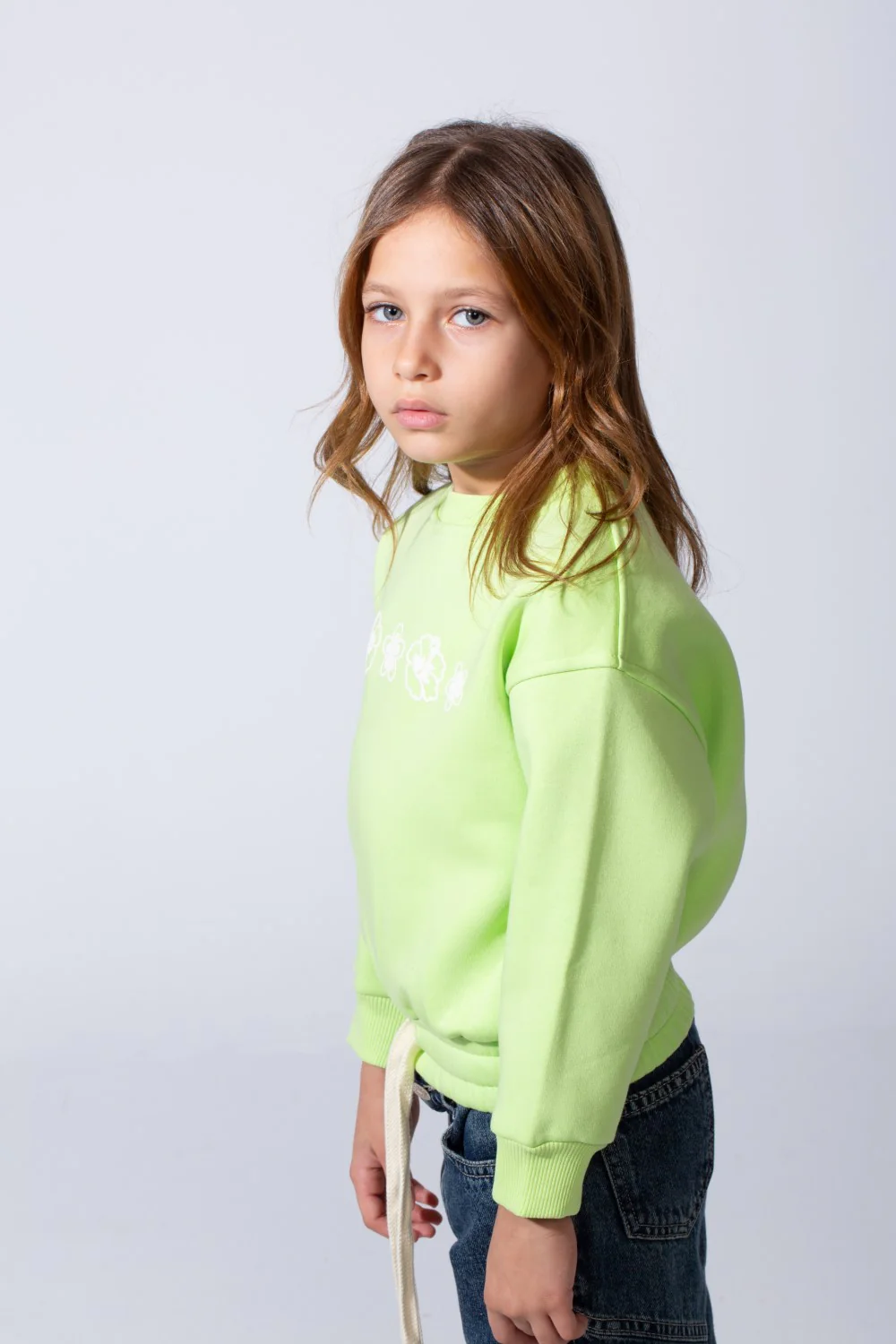 Girl's Slim Fit Crew Neckline Floral Graphic chest Print With Elasticated Waistband Long Sleeve Comfy Melton Sweatshirt - Image 8
