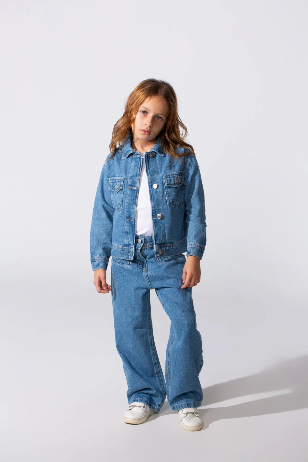 Girl's Slim Fit Denim Basic Modern Outfit