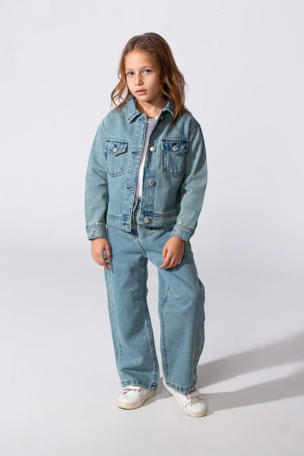 Girl's Slim Fit Denim Basic Modern Outfit - Image 13