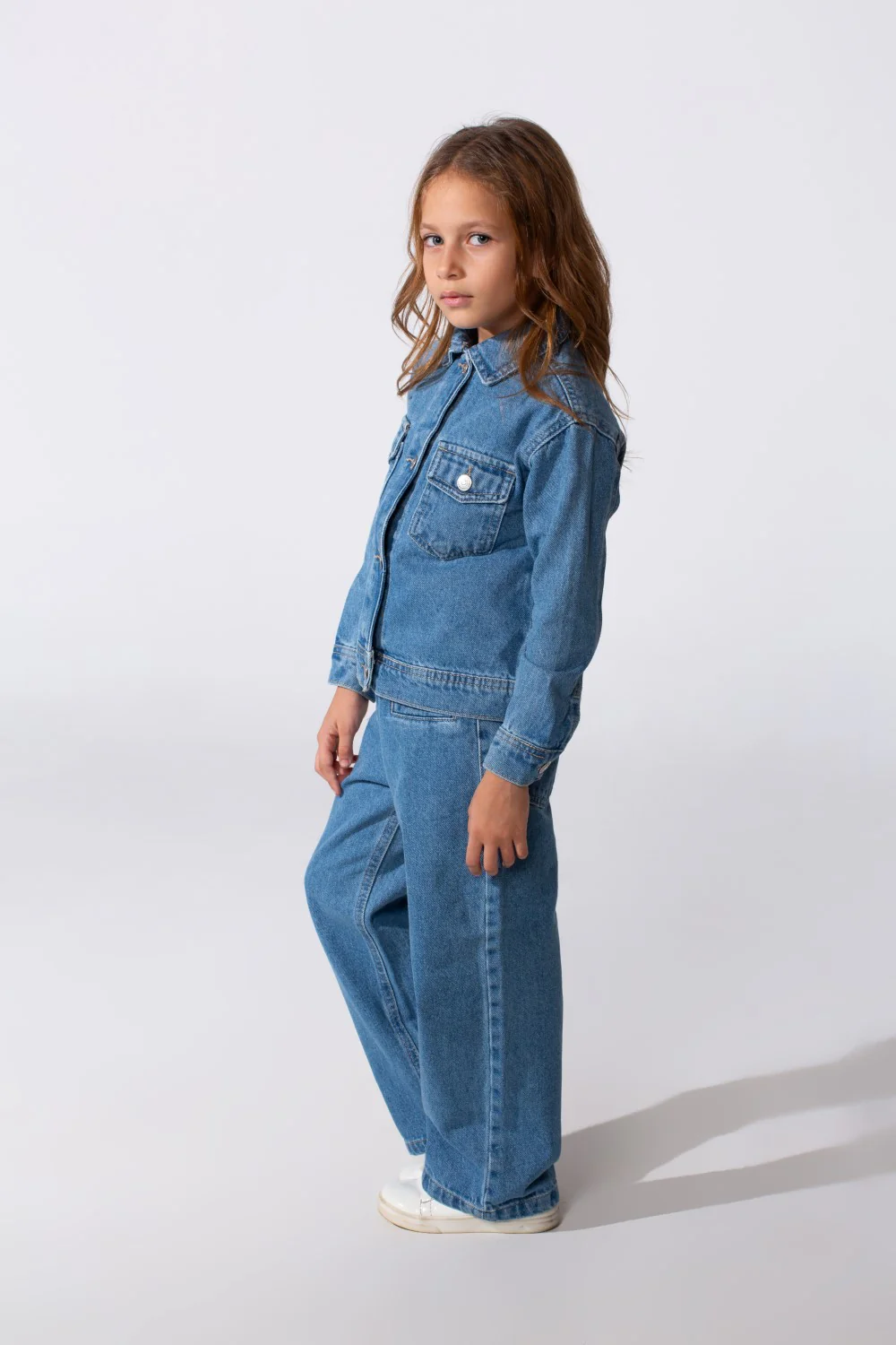 Girl's Slim Fit Denim Basic Modern Outfit - Image 3