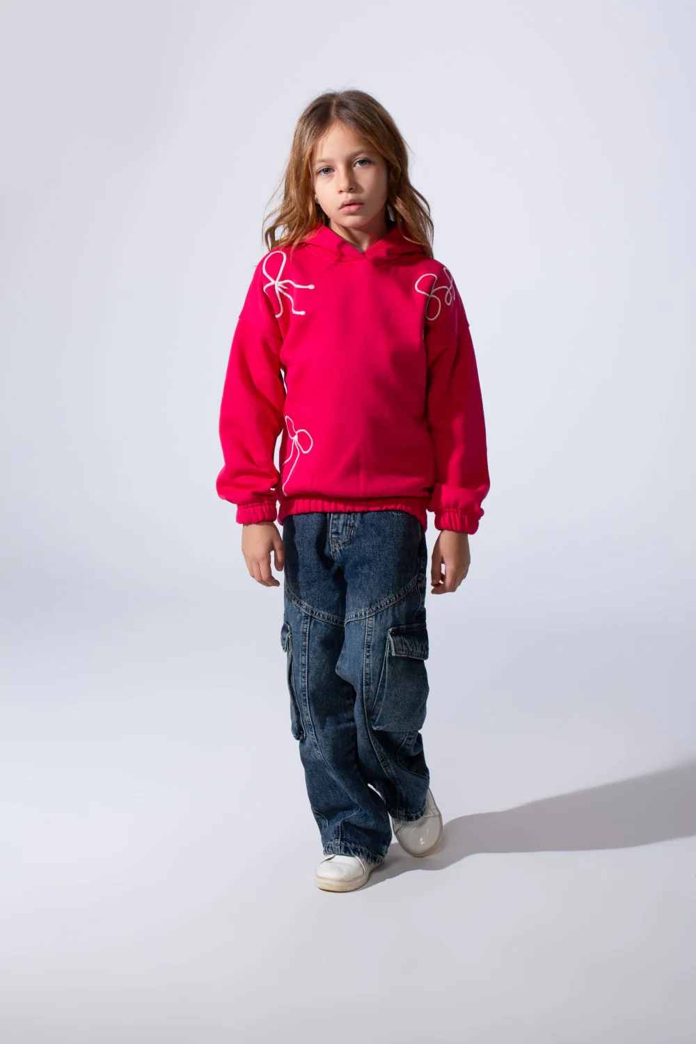Girl's Slim Fit Elasticated Cuffs And Waistband Long Sleeve Printed Hooded Daily Wear Melton Sweatshirt - Image 7