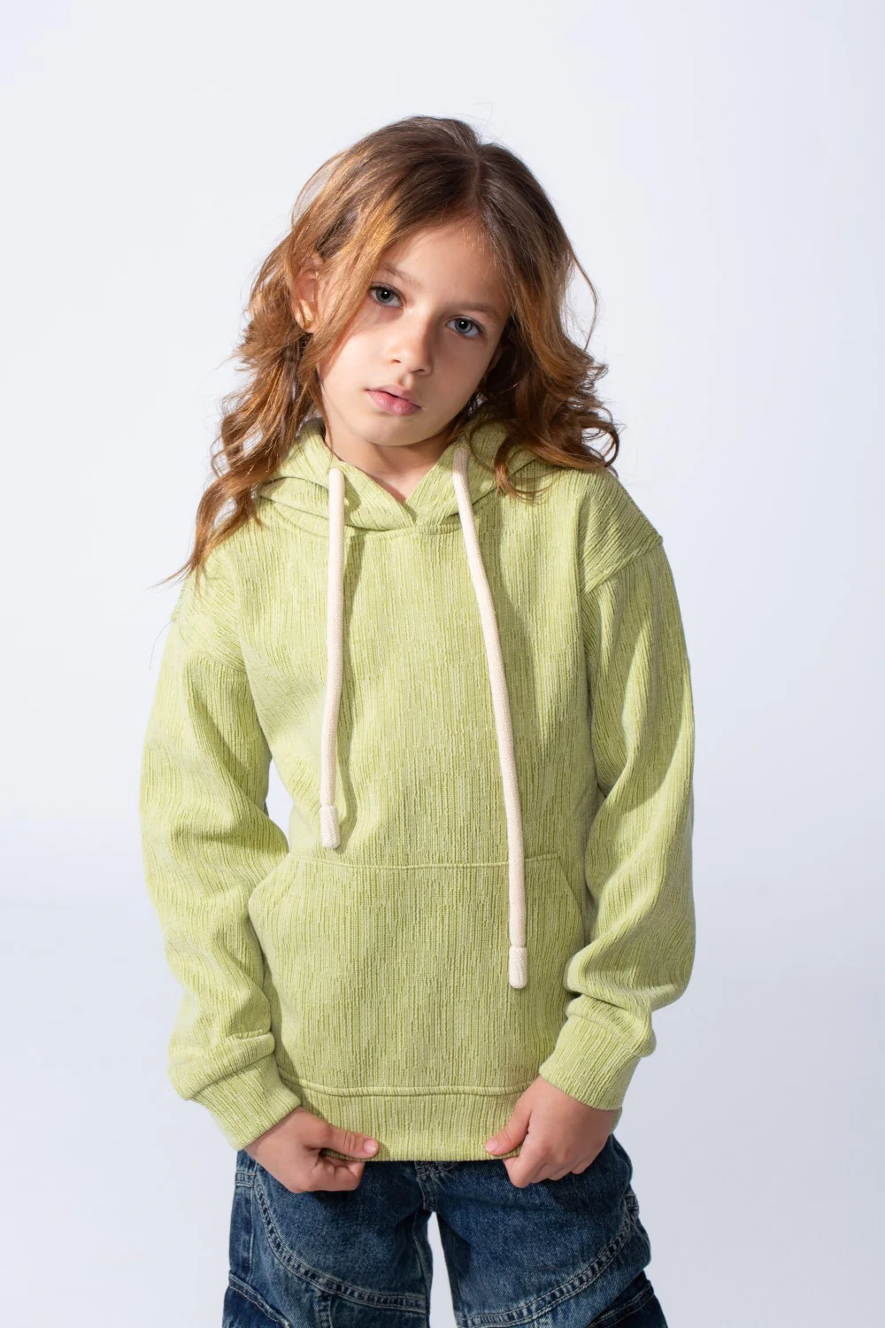 Girl's Slim Fit Hooded Designed Soft Ribbed Texture Cozy Feel Long Sleeves Relaxed Fit Perfect Everyday Casual Sweatshirt - Image 5