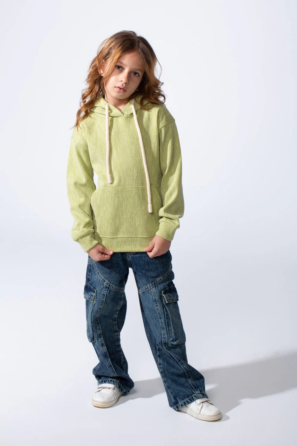 Girl's Slim Fit Hooded Designed Soft Ribbed Texture Cozy Feel Long Sleeves Relaxed Fit Perfect Everyday Casual Sweatshirt - Image 7