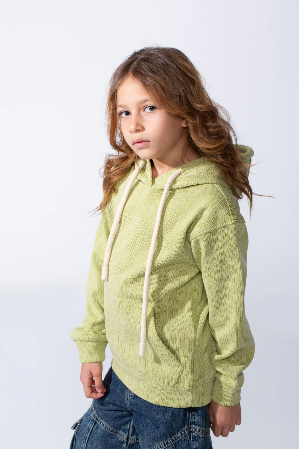 Girl's Slim Fit Hooded Designed Soft Ribbed Texture Cozy Feel Long Sleeves Relaxed Fit Perfect Everyday Casual Sweatshirt - Image 8