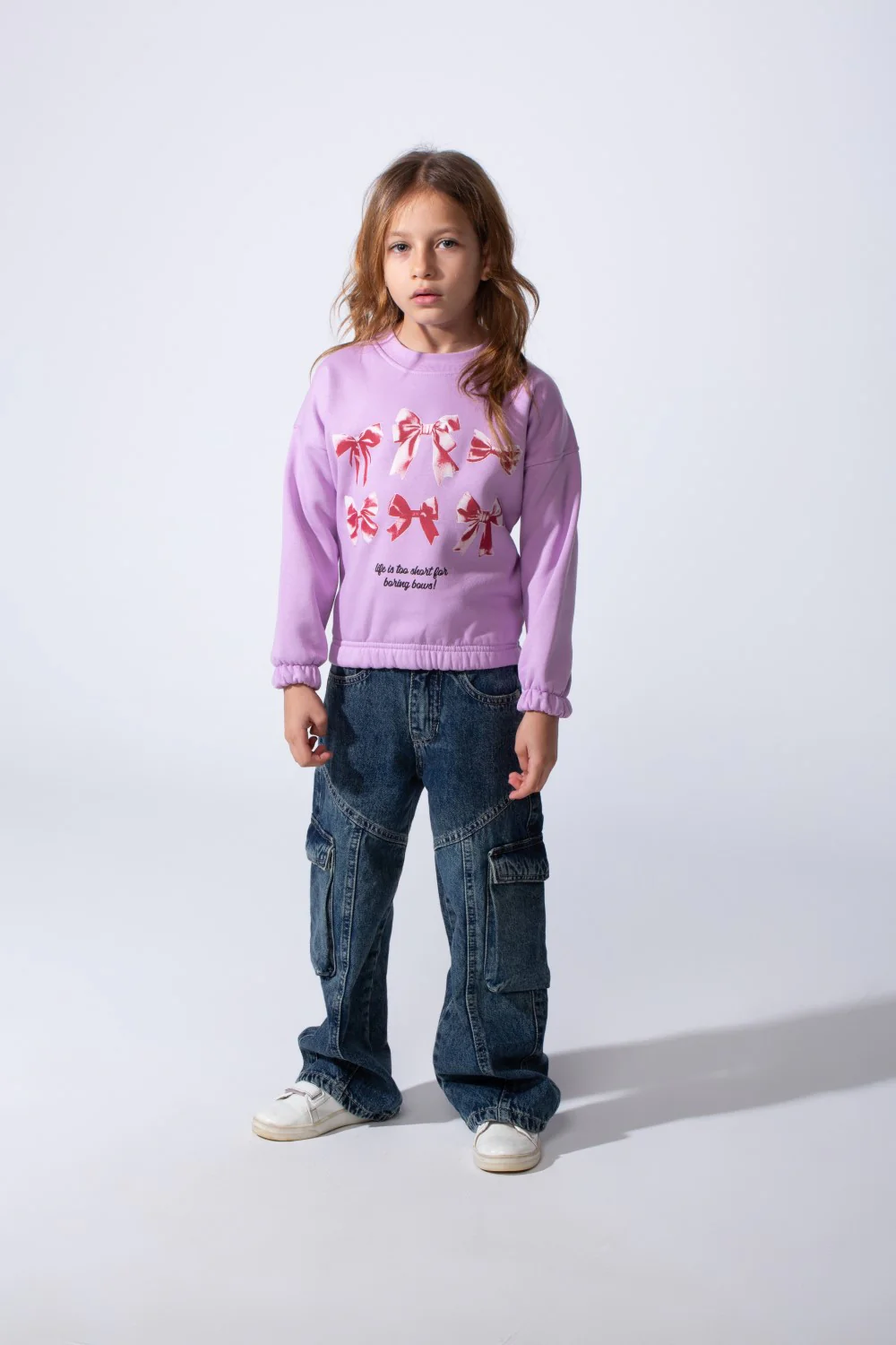 Girls’ Slim Fit Long-Sleeve Crew Neck Dropped Shoulders Elasticated Cuff And Waistband Graphic Print Modern Melton Sweatshirt - Image 7