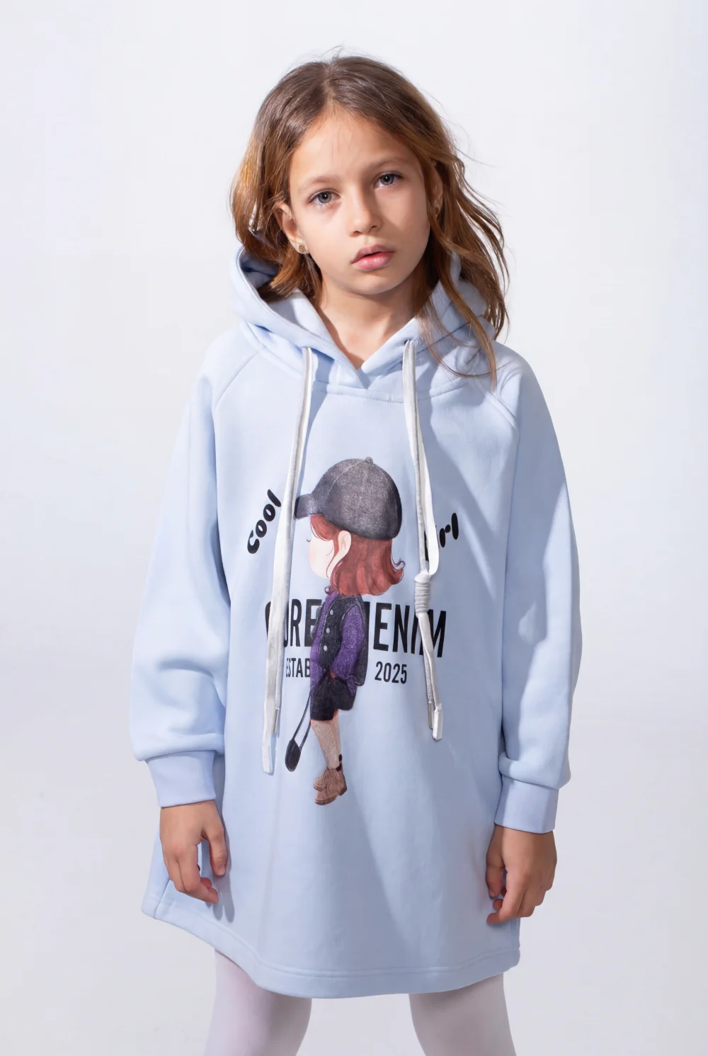 Girl's Slim Fit Long-Sleeve Playful Graphic Print Cozy Casual Melton Hooded Sweatshirt - Image 2