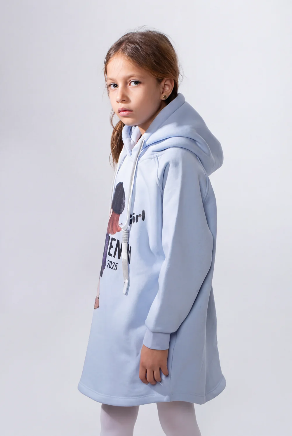 Girl's Slim Fit Long-Sleeve Playful Graphic Print Cozy Casual Melton Hooded Sweatshirt - Image 4