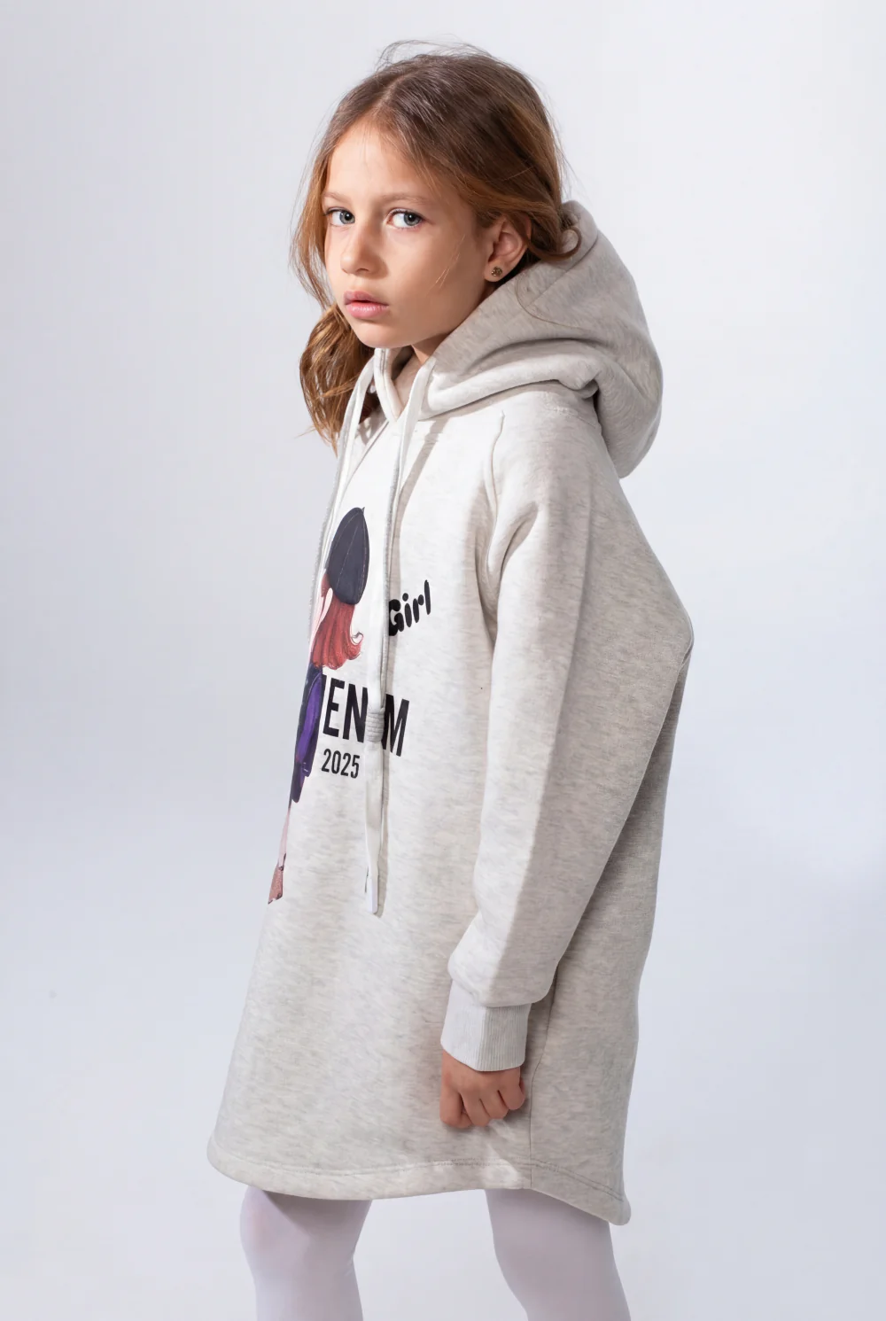 Girl's Slim Fit Long-Sleeve Playful Graphic Print Cozy Casual Melton Hooded Sweatshirt - Image 8