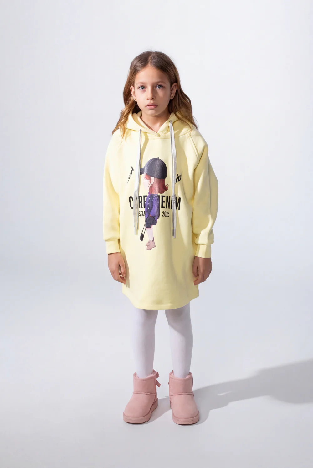 Girl's Slim Fit Long-Sleeve Playful Graphic Print Cozy Casual Melton Hooded Sweatshirt - Image 9
