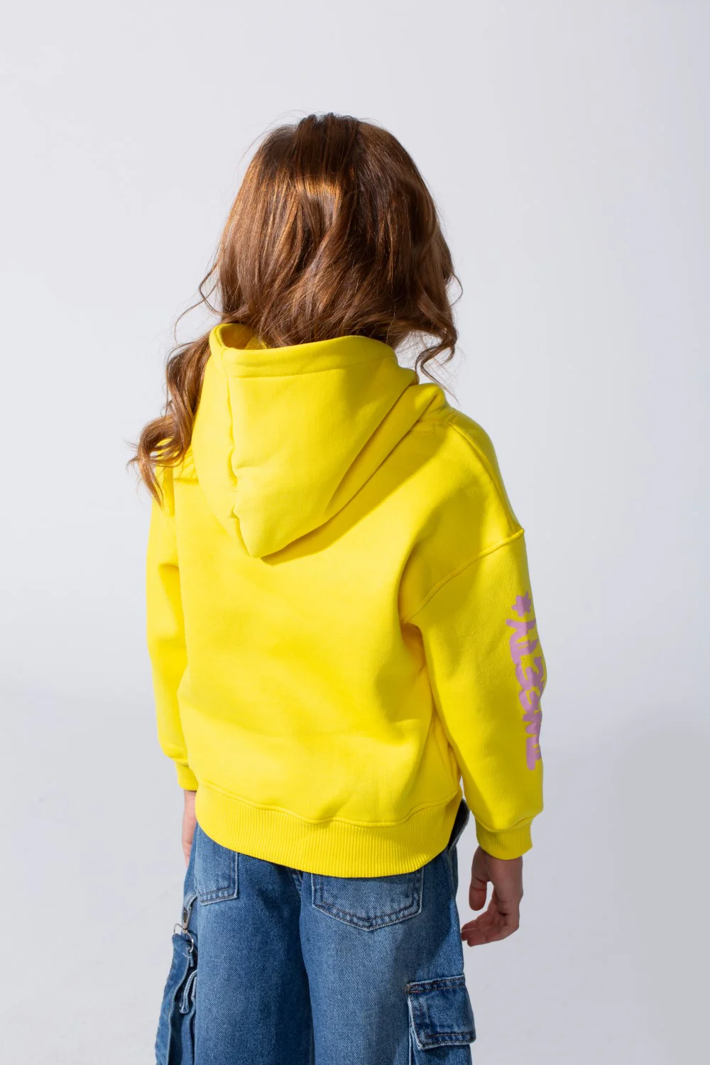 Girl's Slim Fit Melton Hoodie Sweatshirt With Long Sleeves And Front Print - Image 10