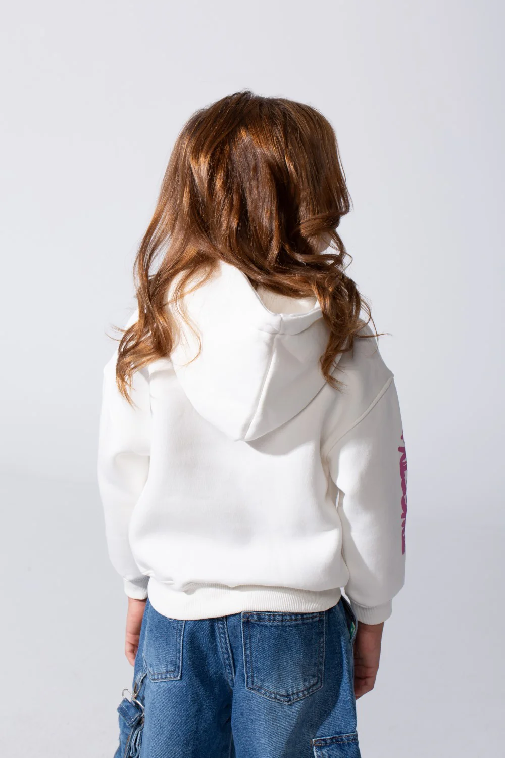 Girl's Slim Fit Melton Hoodie Sweatshirt With Long Sleeves And Front Print - Image 6