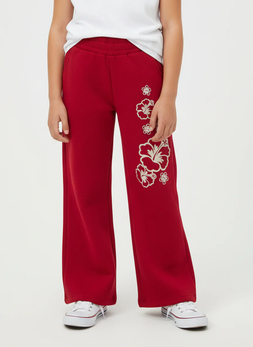 Girl's Slim Fit Practical Material One Side Print Comfy Daily Wear Pants