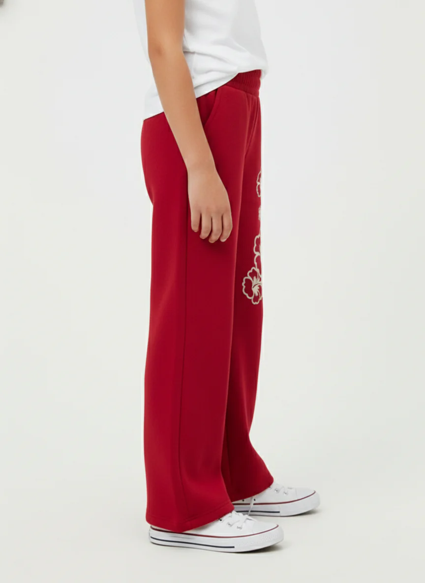 Girl's Slim Fit Practical Material One Side Print Comfy Daily Wear Pants - Image 3
