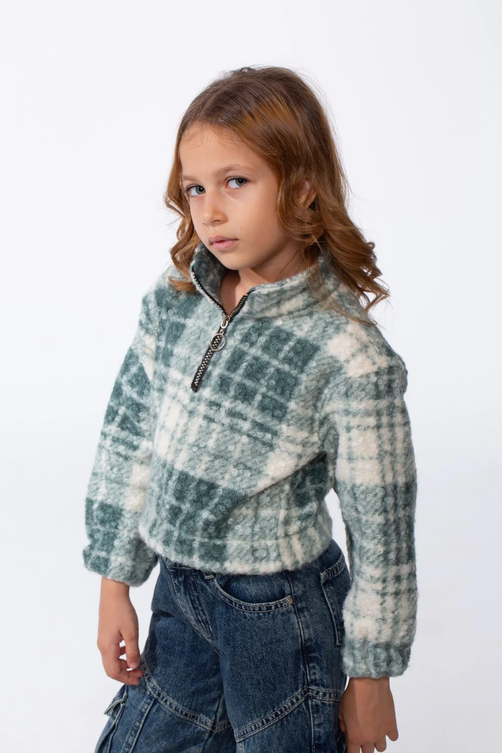 Girl's Slim Fit Quarter-Zip Cropped Fleece Sweatshirt - Image 4