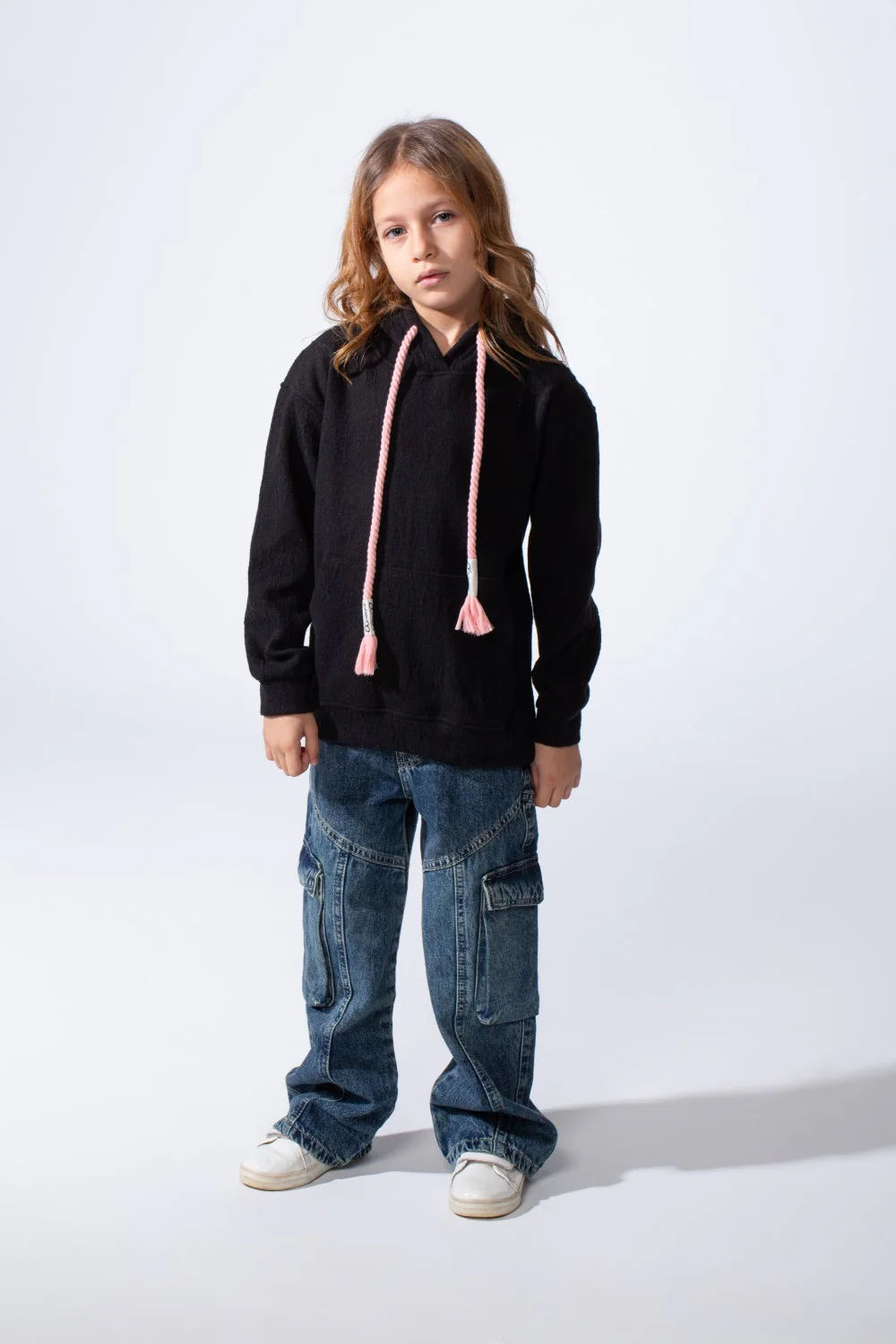 Girl's Slim Fit Soft Ribbed Texture Cozy Feel Long Sleeves Relaxed Fit Everyday Casual Hood Sweatshirt - Image 2