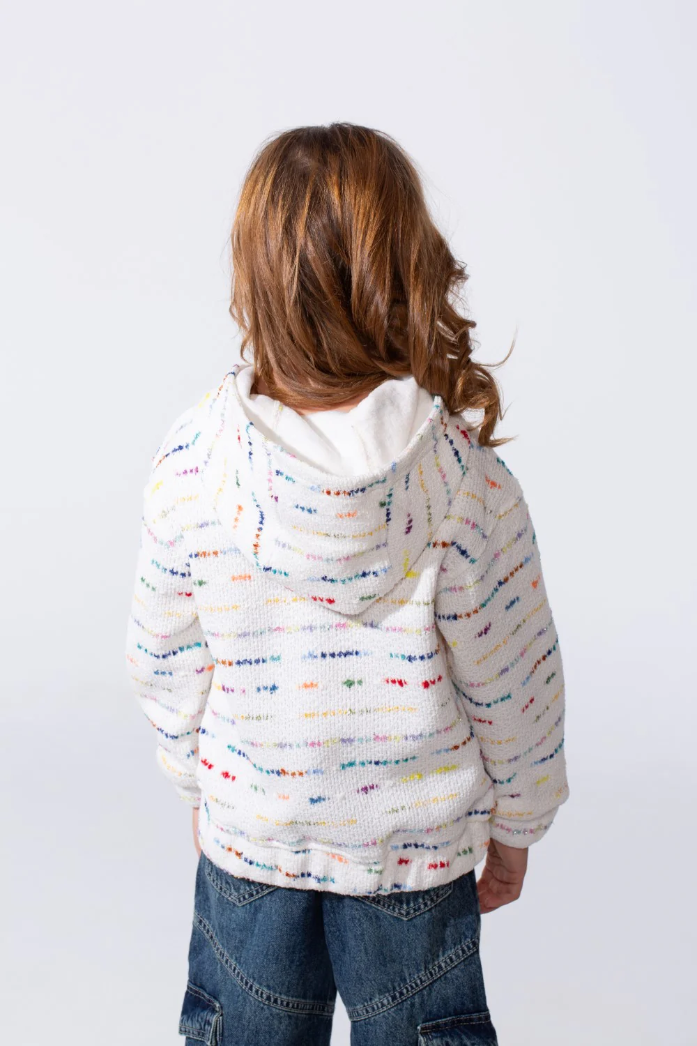 Girl's Slim Fit Zip Up Hood Sweatshirt With A Colorful Print - Image 2