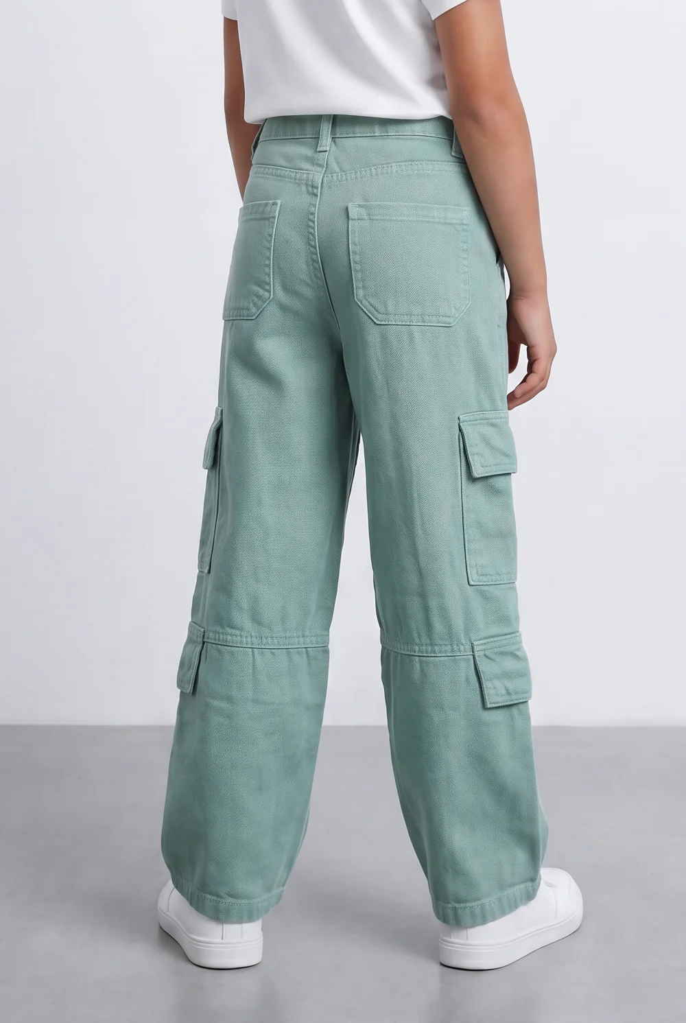 Girl's Slouchy Cargo Jeans Denim Pants Washed Twill Multi-Pocket Street Style Trousers Tomato Store - Image 14