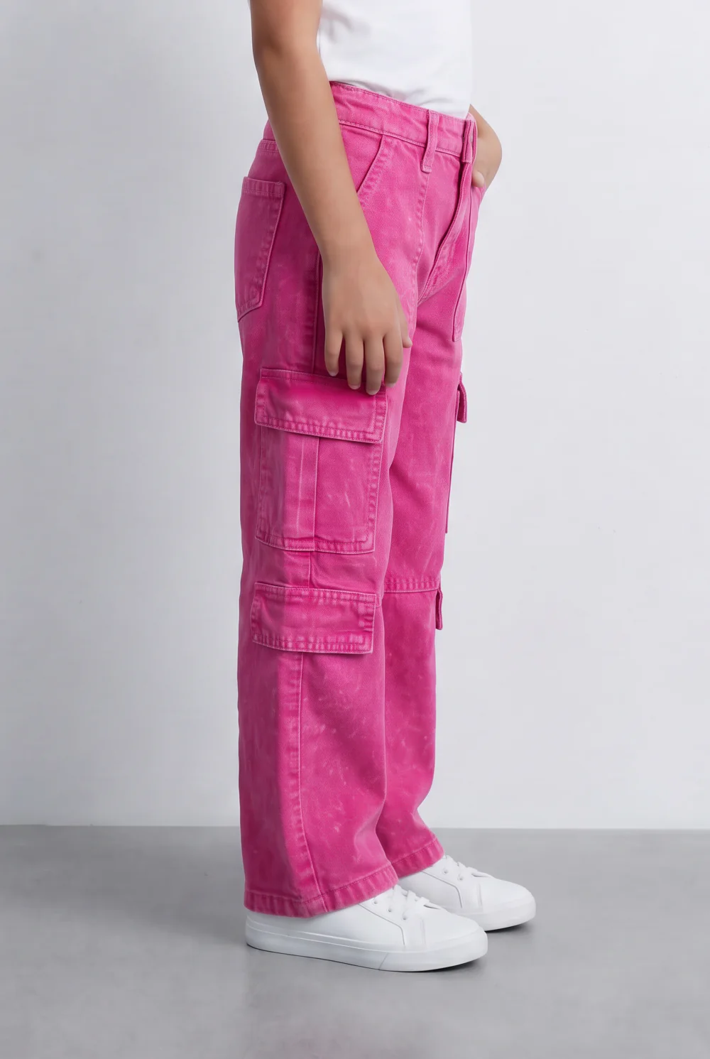 Girl's Slouchy Cargo Jeans Denim Pants Washed Twill Multi-Pocket Street Style Trousers Tomato Store - Image 8