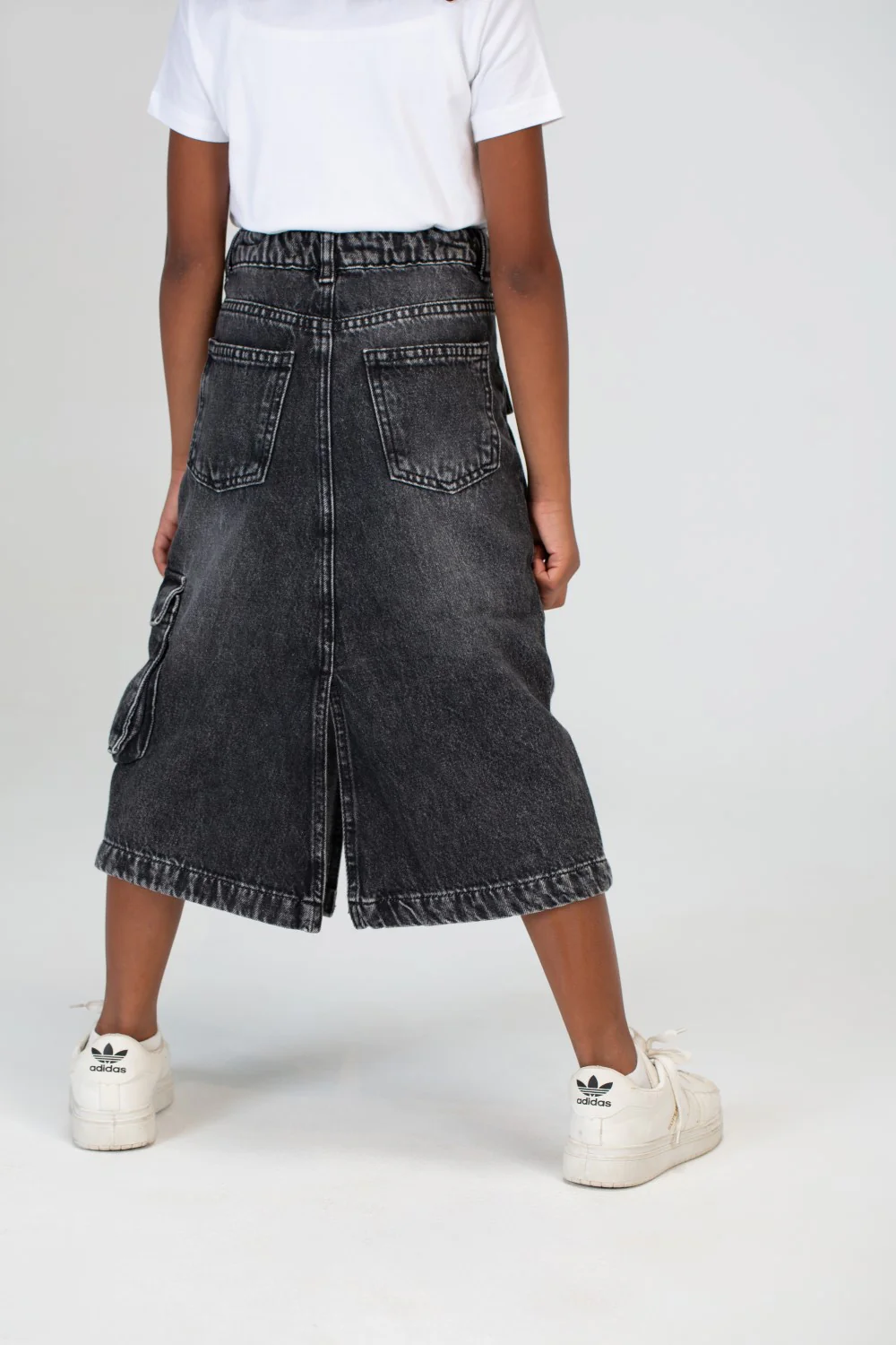 Girls Slouchy Jeans Skirt With A Trendy Pocket And A Unique Cut - Image 8
