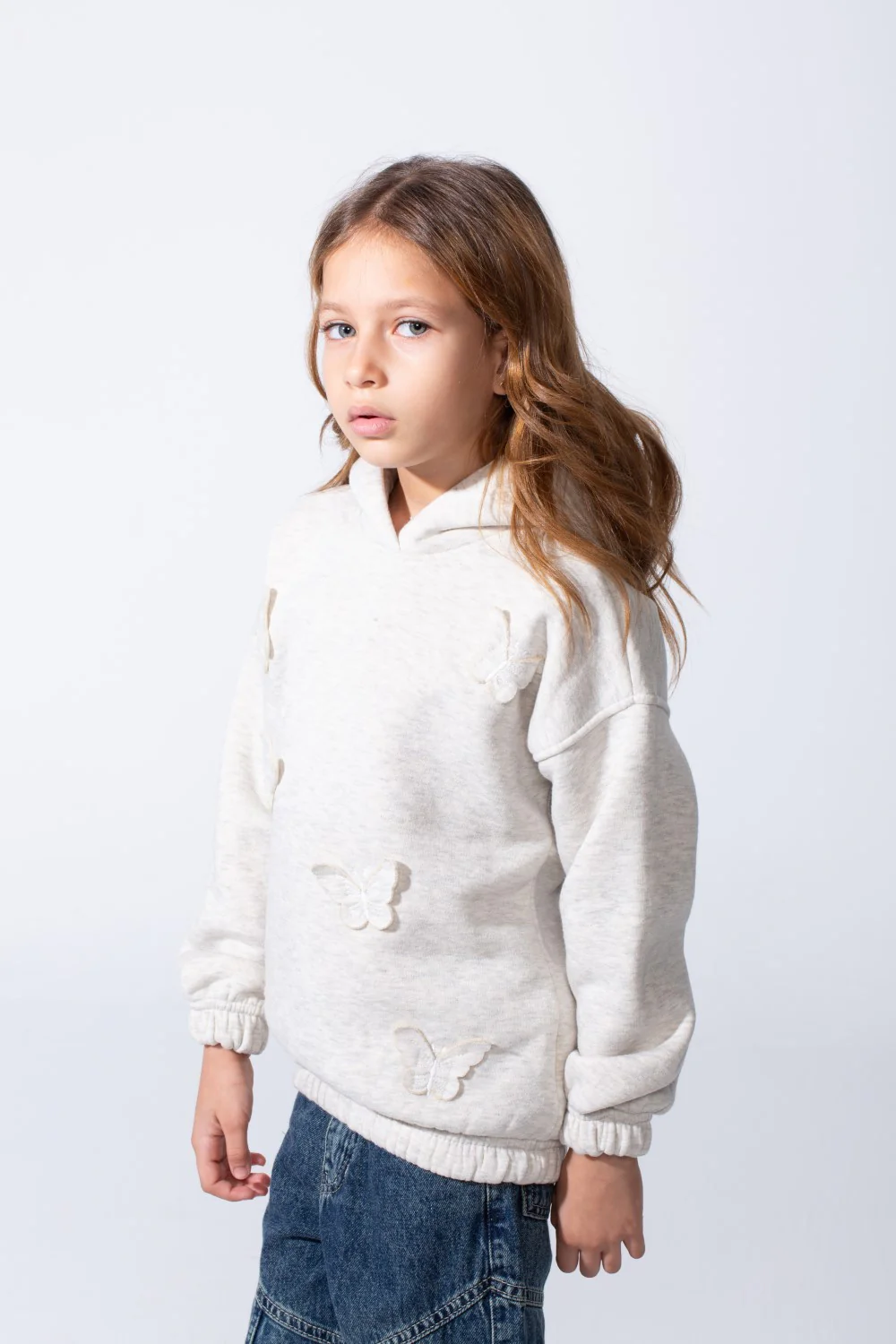 Girl's Soft Comfortable Slim fit Classic Hooded Design Delicate Butterfly Details Front Cute Touch Long Sleeves Elastic Cuffs Perfect Everyday Casual Wear Sweatshirt - Image 12