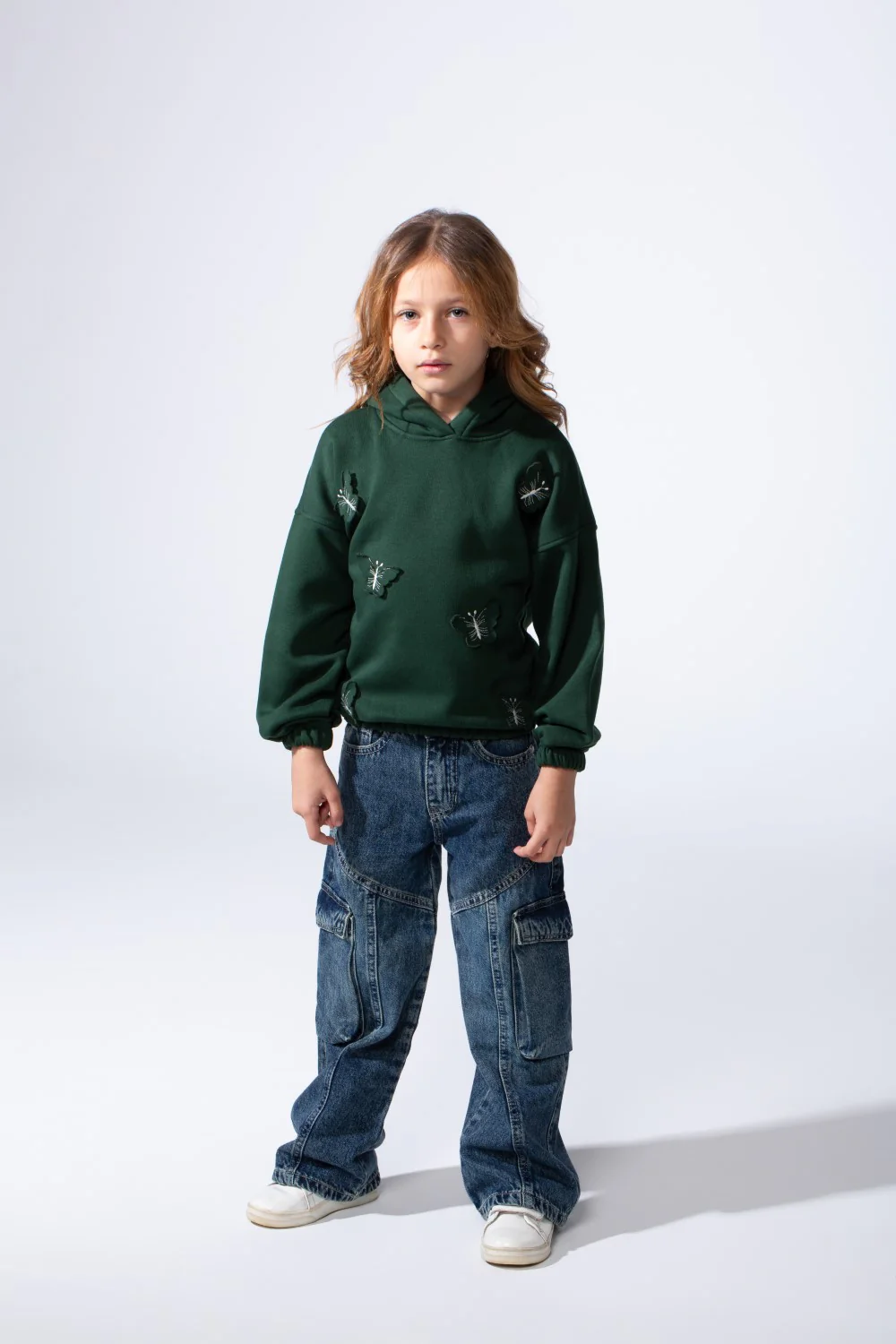 Girl's Soft Comfortable Slim fit Classic Hooded Design Delicate Butterfly Details Front Cute Touch Long Sleeves Elastic Cuffs Perfect Everyday Casual Wear Sweatshirt - Image 3
