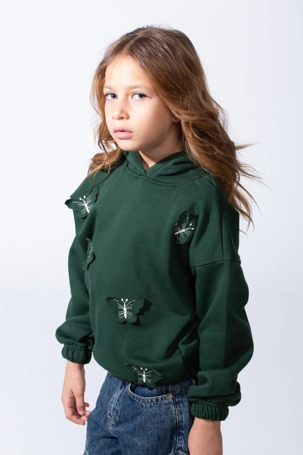 Girl's Soft Comfortable Slim fit Classic Hooded Design Delicate Butterfly Details Front Cute Touch Long Sleeves Elastic Cuffs Perfect Everyday Casual Wear Sweatshirt - Image 4