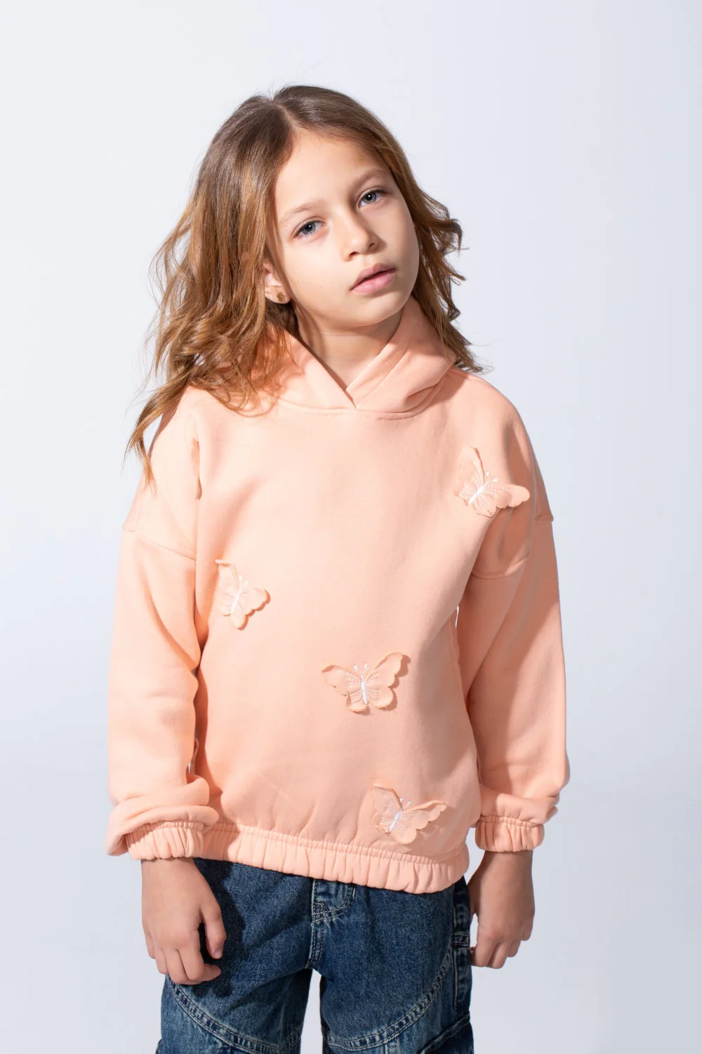 Girl's Soft Comfortable Slim fit Classic Hooded Design Delicate Butterfly Details Front Cute Touch Long Sleeves Elastic Cuffs Perfect Everyday Casual Wear Sweatshirt - Image 5