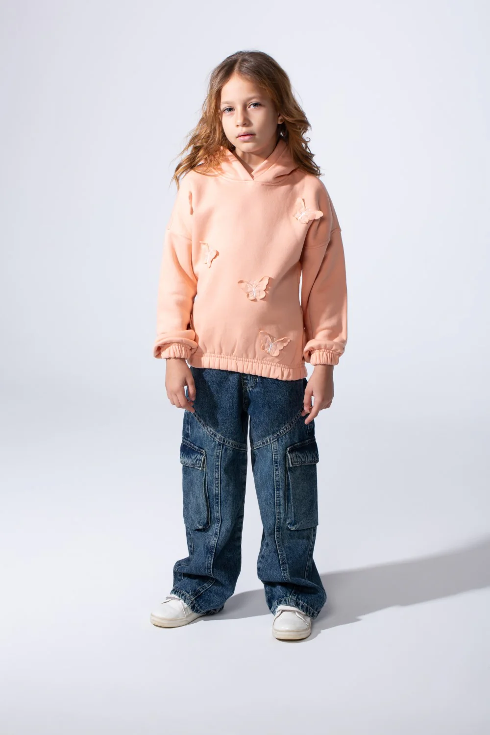 Girl's Soft Comfortable Slim fit Classic Hooded Design Delicate Butterfly Details Front Cute Touch Long Sleeves Elastic Cuffs Perfect Everyday Casual Wear Sweatshirt - Image 7