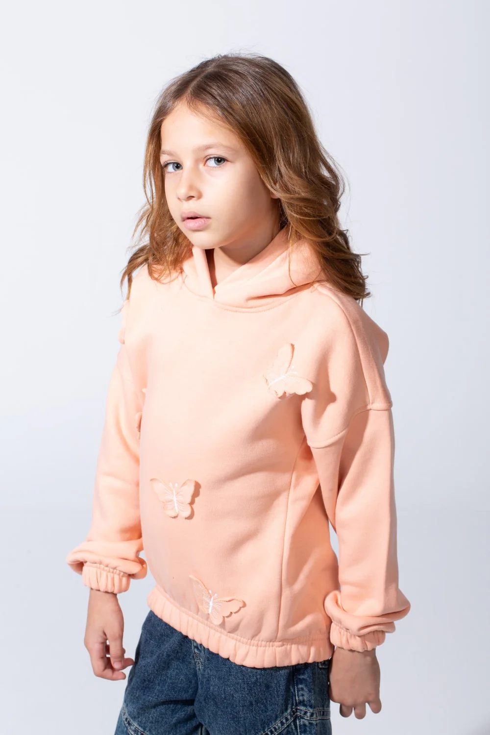 Girl's Soft Comfortable Slim fit Classic Hooded Design Delicate Butterfly Details Front Cute Touch Long Sleeves Elastic Cuffs Perfect Everyday Casual Wear Sweatshirt - Image 8