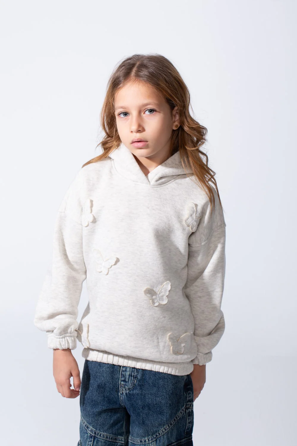 Girl's Soft Comfortable Slim fit Classic Hooded Design Delicate Butterfly Details Front Cute Touch Long Sleeves Elastic Cuffs Perfect Everyday Casual Wear Sweatshirt - Image 9