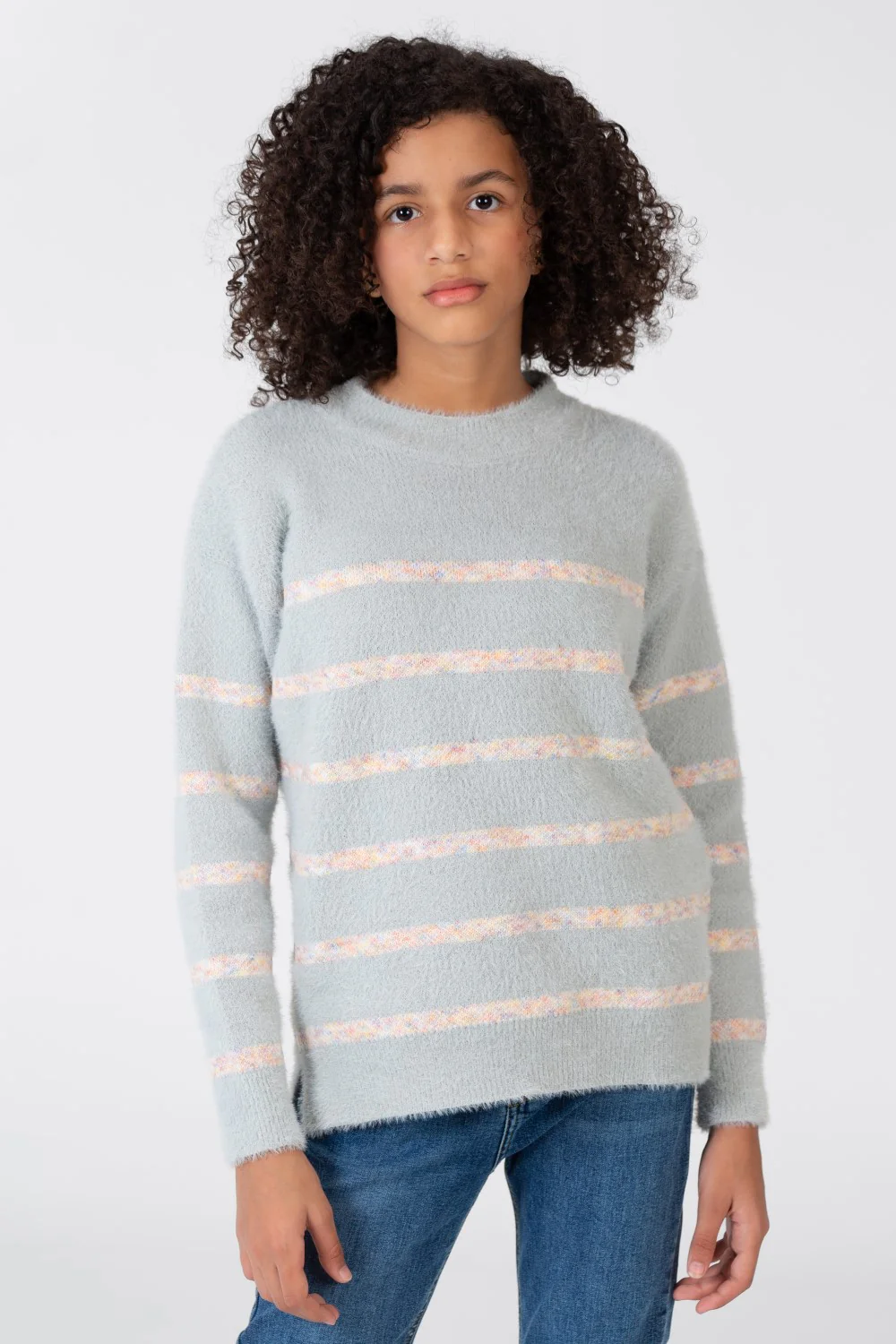 Girl's Striped Round Neck Pullover With Long Sleeves - Image 5
