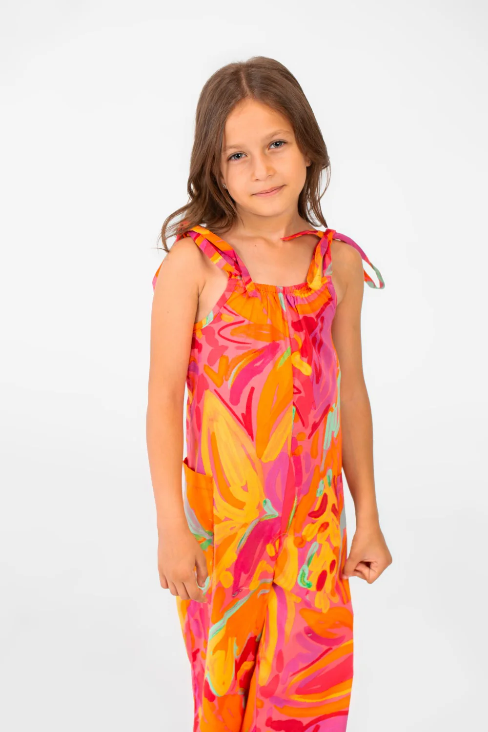 Girl's Summer Jumpsuit Printed Fabric In Distinctive Summer Colors - Image 8