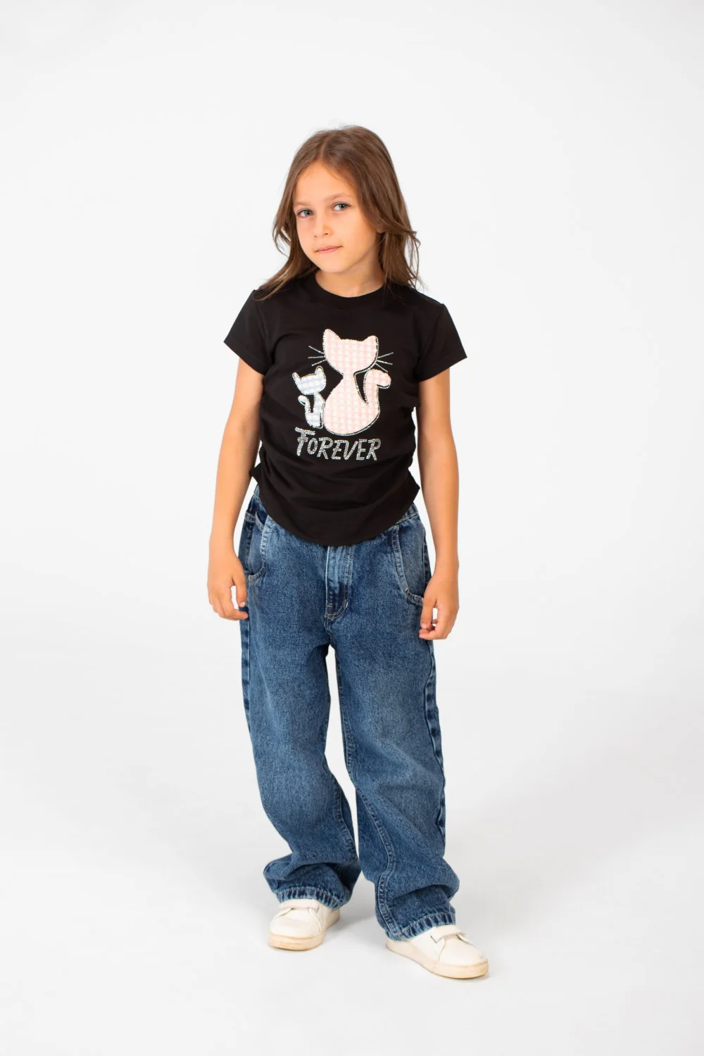 Girl's Summer Melton Half Sleeve Front Graphic Print T-shirt With Elasticated Sides - Image 8