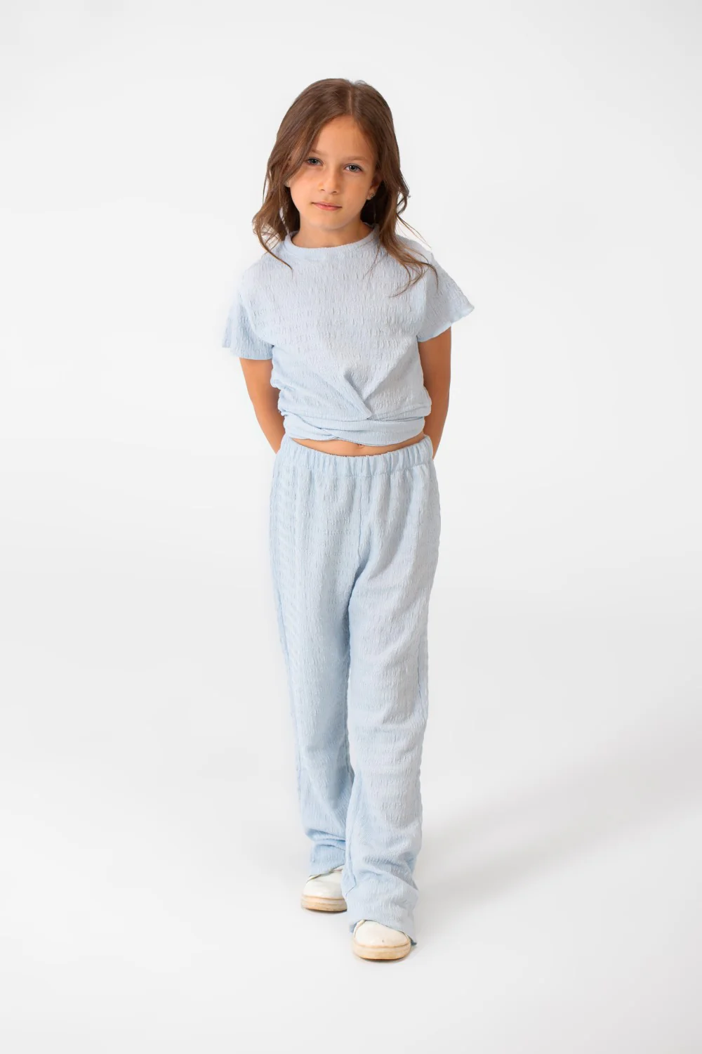 Girl's Summer Plain Linen Modern Outfit With Comfortable Practical Material - Image 5