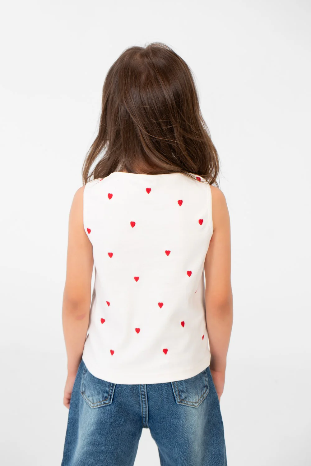 Girl's Summer Round Neck Heart Print Cut T-shirt Comfortable And Practical - Image 14