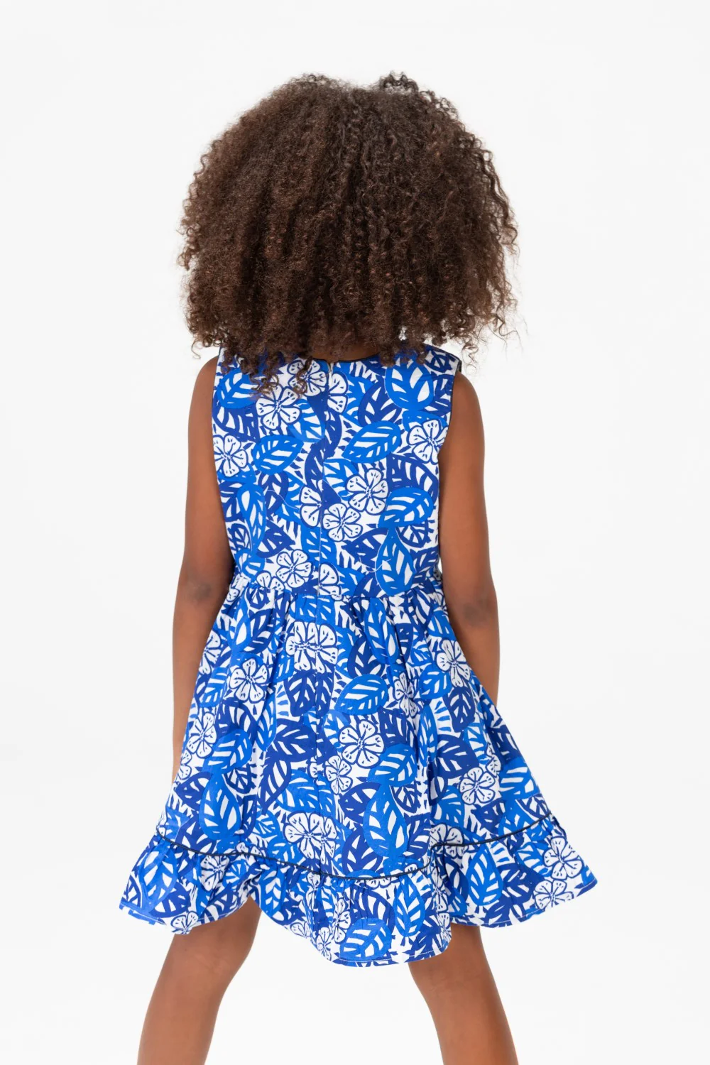 Girls Summer Tomato Casual Floral Sleeveless Dress In Blue - Image 2