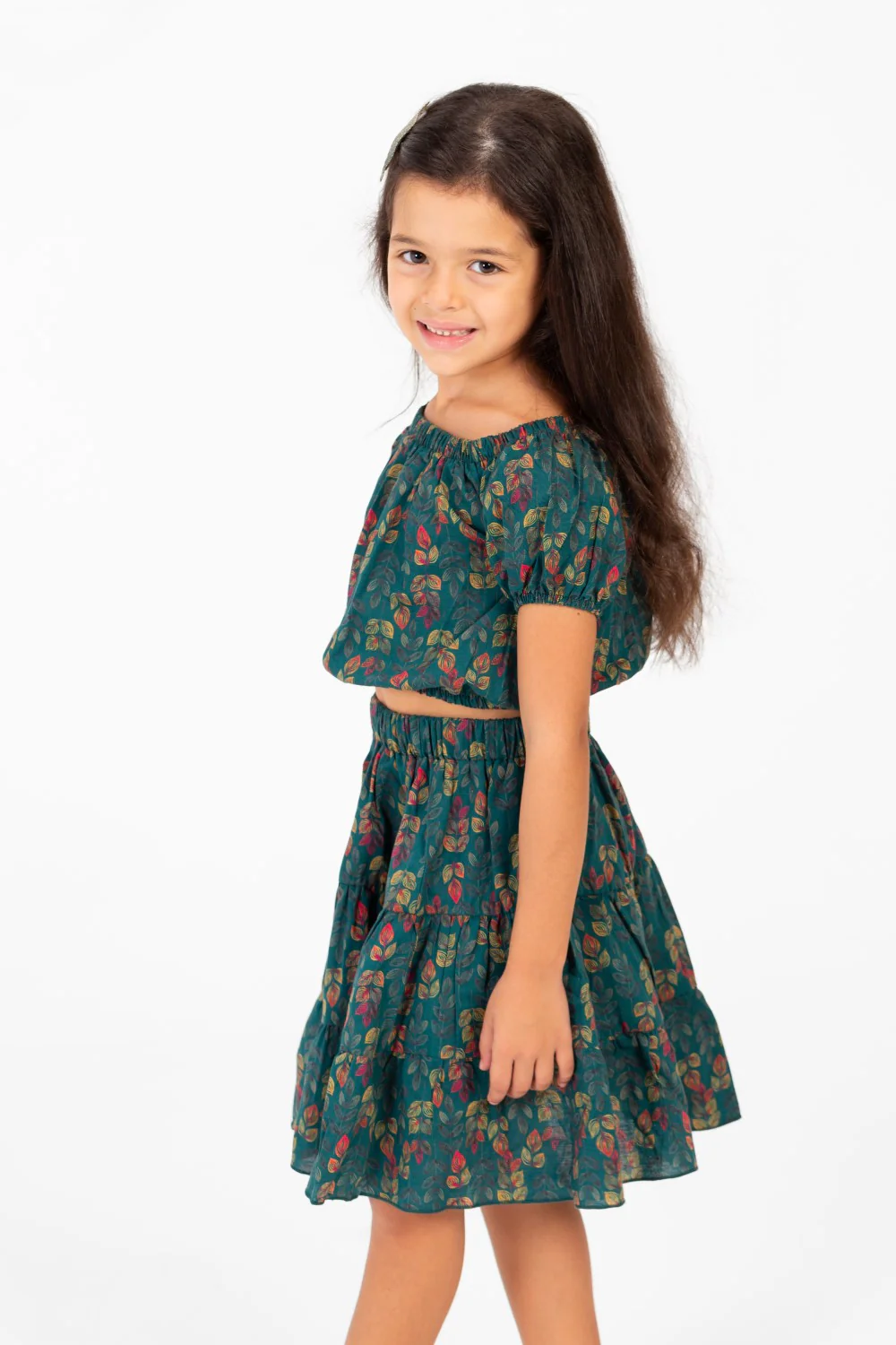 Girl's Summer Wooded Cotton Outfit Set Skirt With A Modern Casual Design - Image 3