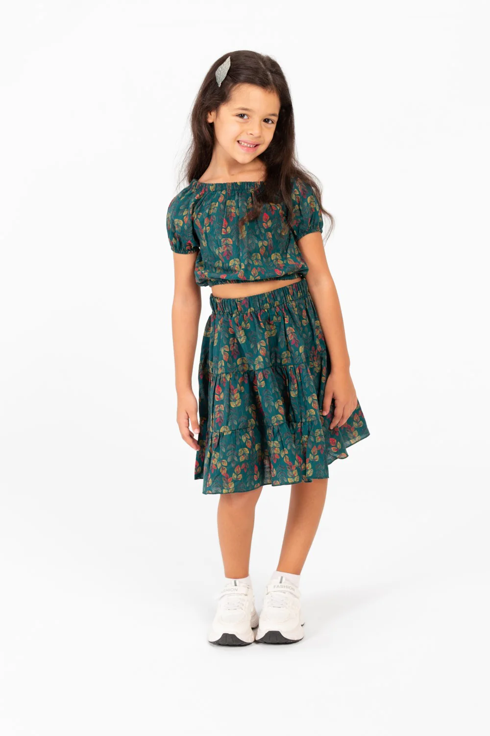 Girl's Summer Wooded Cotton Outfit Set Skirt With A Modern Casual Design - Image 4
