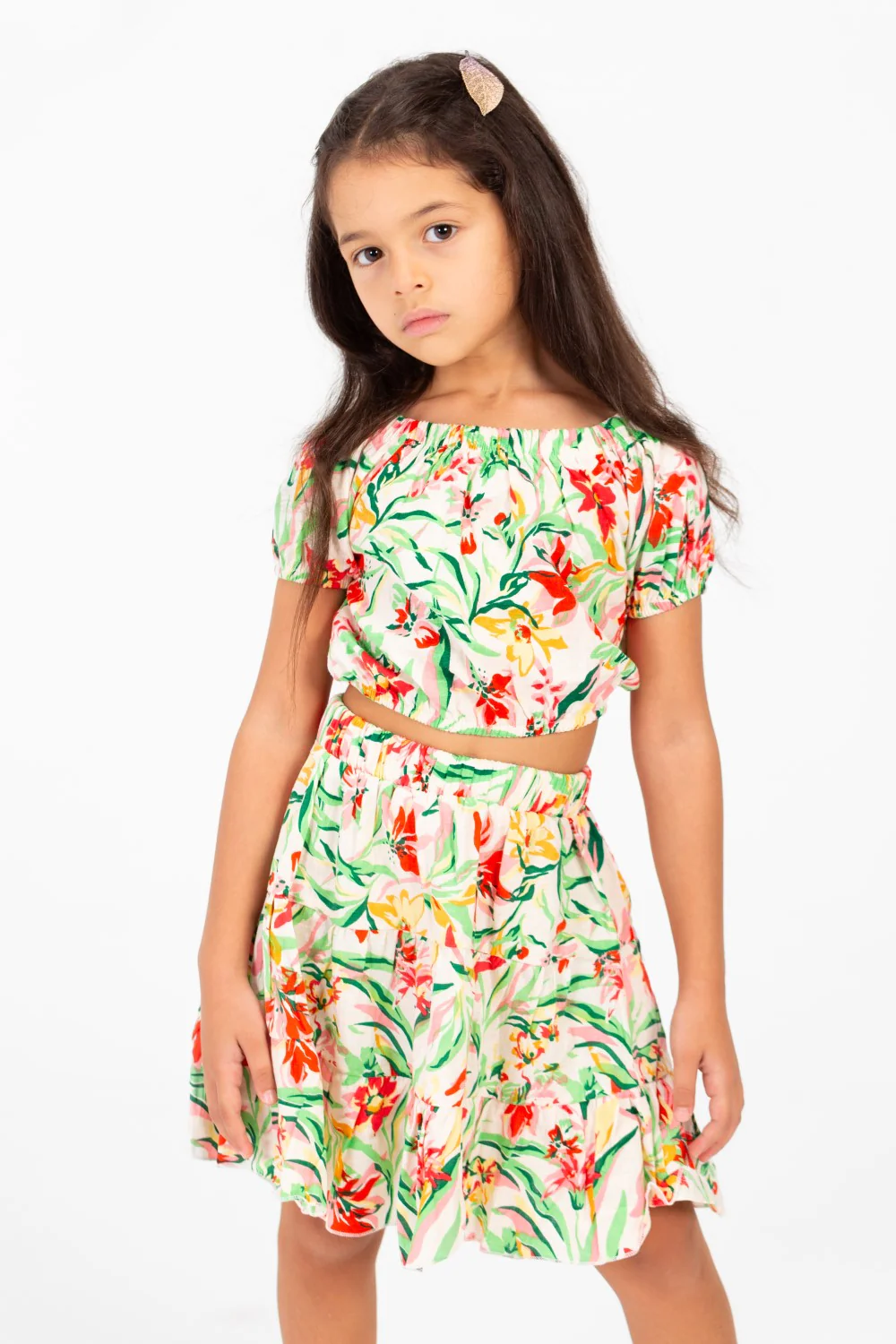 Girl's Summer Wooded Cotton Outfit Set Skirt With A Modern Casual Design - Image 5