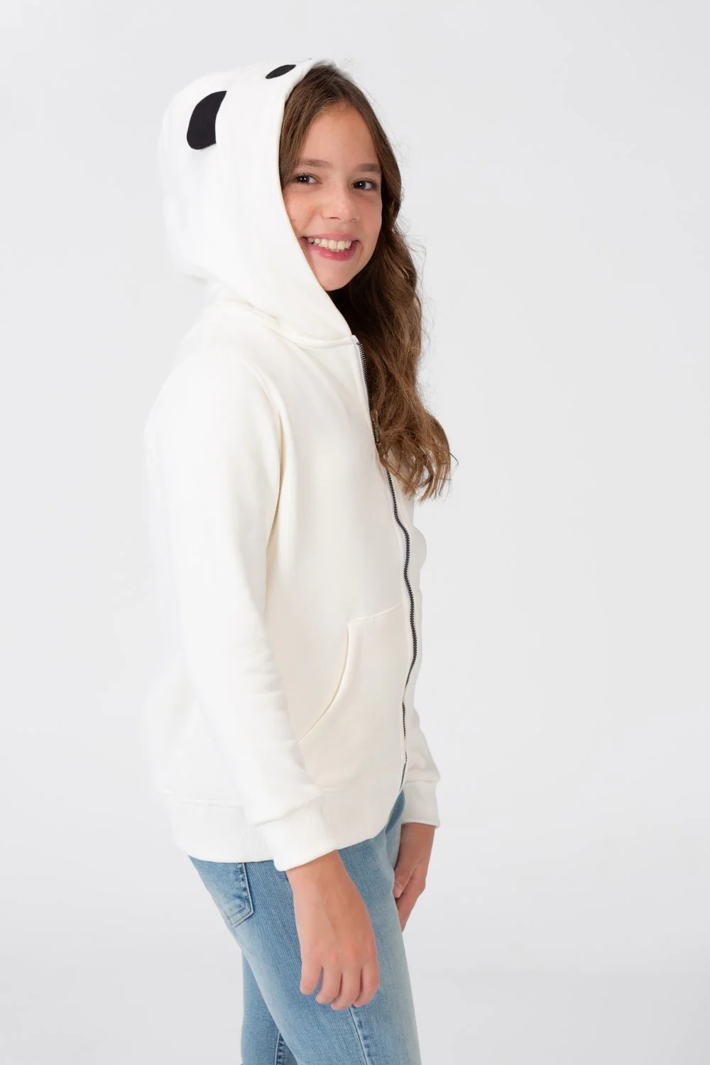 Girl's Sweatshirt With A Hood And A Front Zipper - Image 11