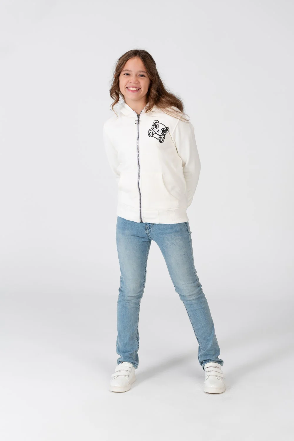 Girl's Sweatshirt With A Hood And A Front Zipper - Image 12