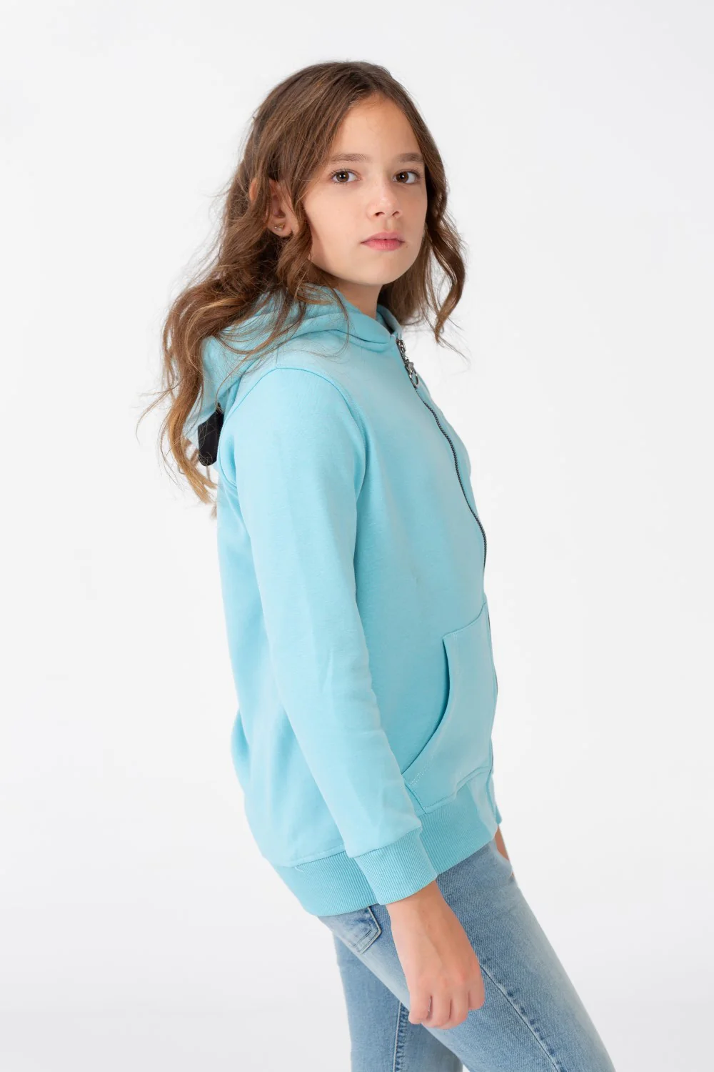 Girl's Sweatshirt With A Hood And A Front Zipper - Image 3