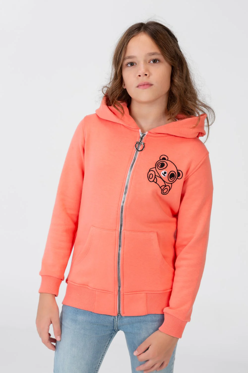 Girl's Sweatshirt With A Hood And A Front Zipper - Image 5