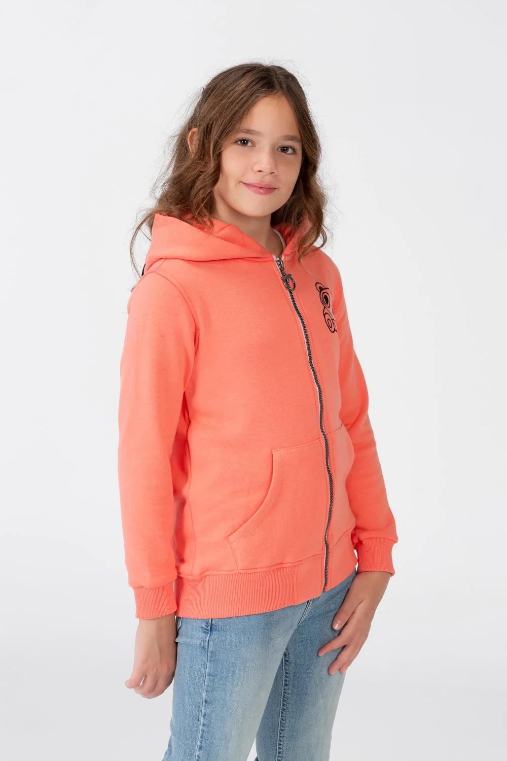 Girl's Sweatshirt With A Hood And A Front Zipper - Image 7