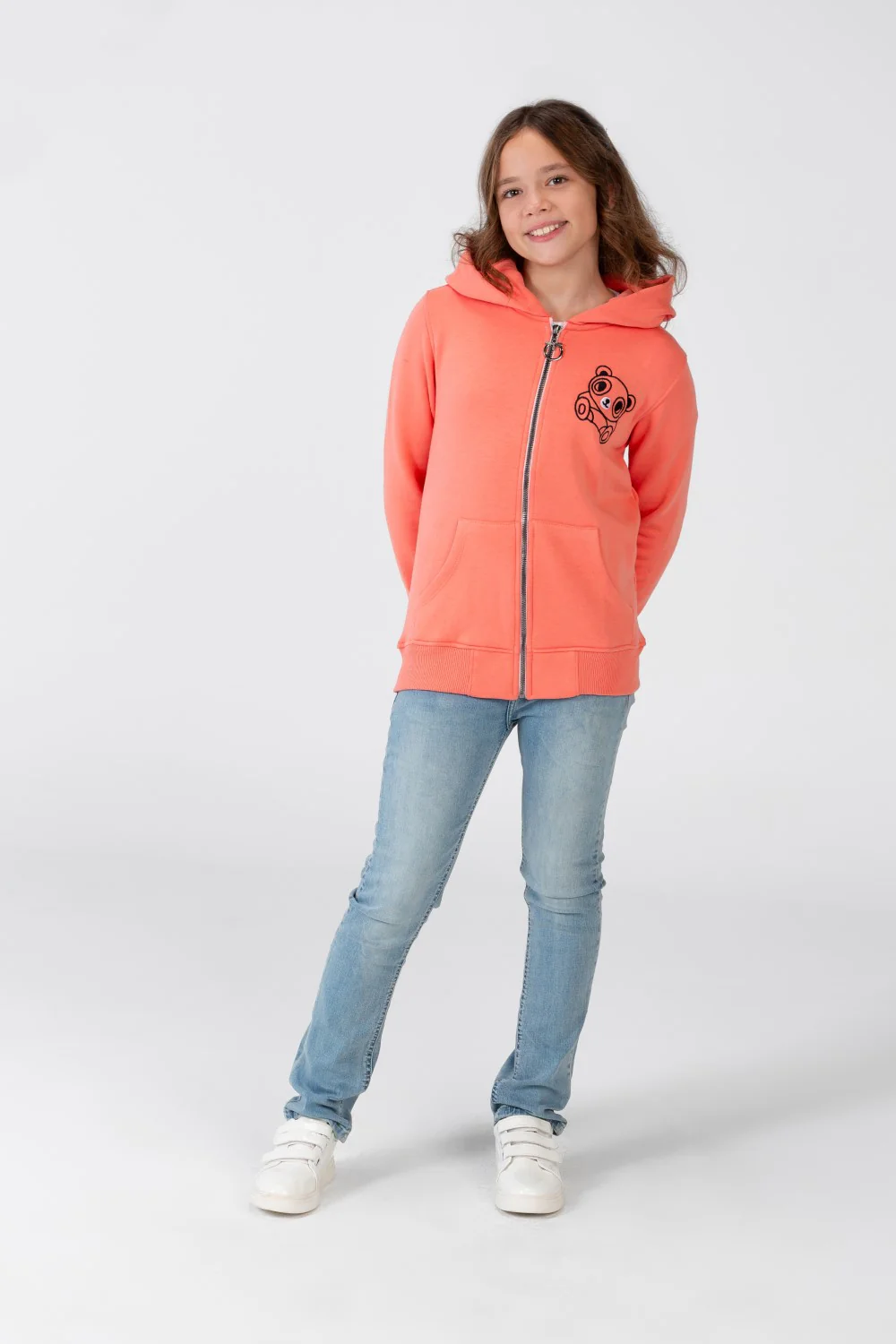 Girl's Sweatshirt With A Hood And A Front Zipper - Image 8