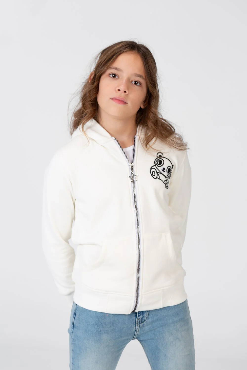 Girl's Sweatshirt With A Hood And A Front Zipper - Image 9